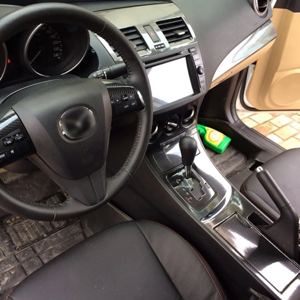 For Mazda 3 2010-2015 Interior Central Control Panel Door Handle Carbon Fiber Stickers Decals Car styling Accessorie