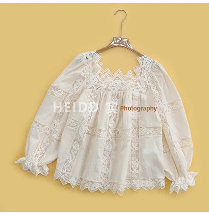 HEIDD Gentle Wave Collar Embroidered Heavy Work Loose Shirt Women's Spring 2026 Breathable Long Sleeve Cotton Gentle Style