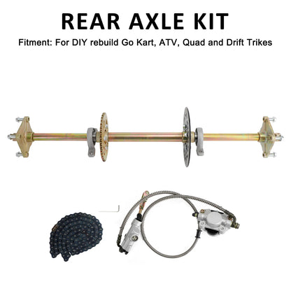 Artudatech 32" ATV Quad Go Kart Rear Live Axle Kit Sprocket Brake Wheel Hub Brake Assembly