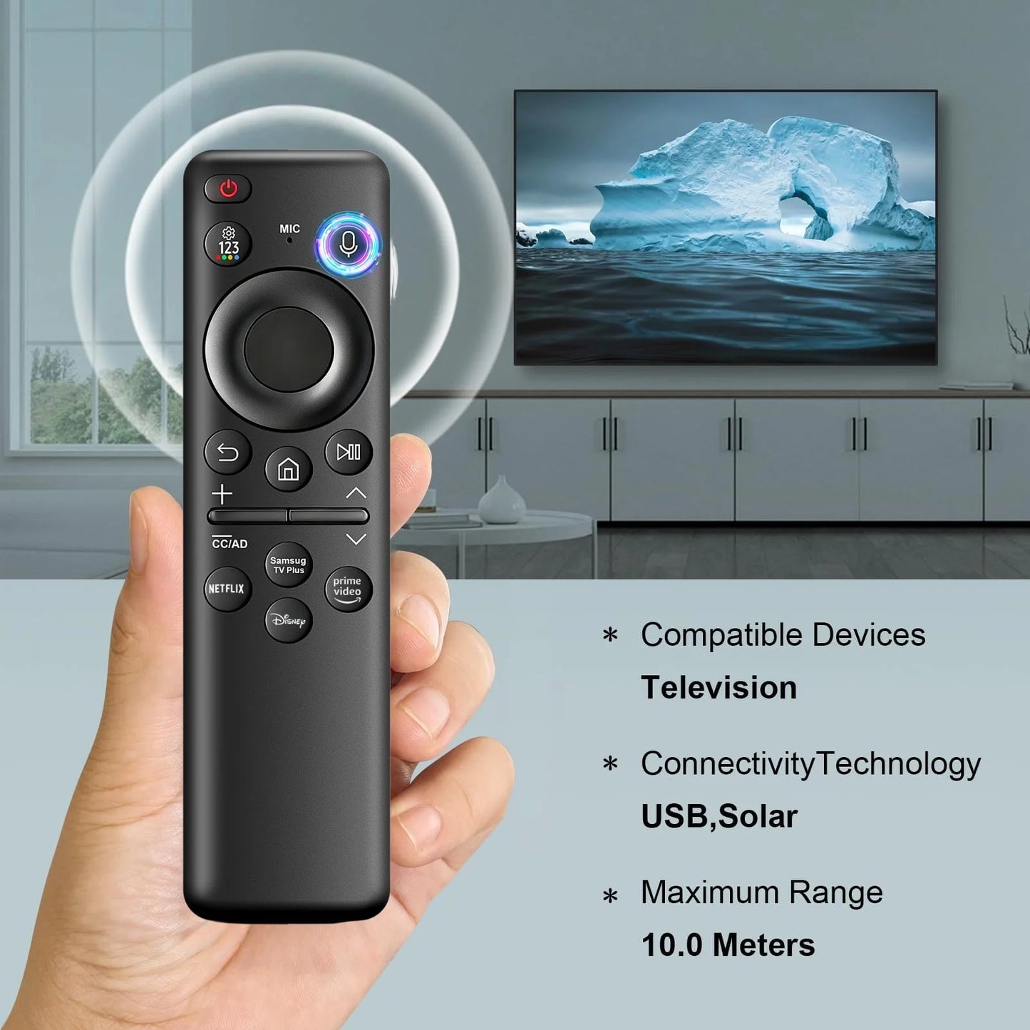 BN59-01432A TM2360E Rechargeable Voice Remote for Samsung Smart TVs, Replacement for All 2021–2025 Samsung TV Remote with Sloar