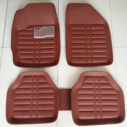 Universal PU Leather Car Floor Mats - 5-Piece Full Set Anti-Slip Vehicle Foot Rugs All-Weather Protection Fits Duster Tool Amagi