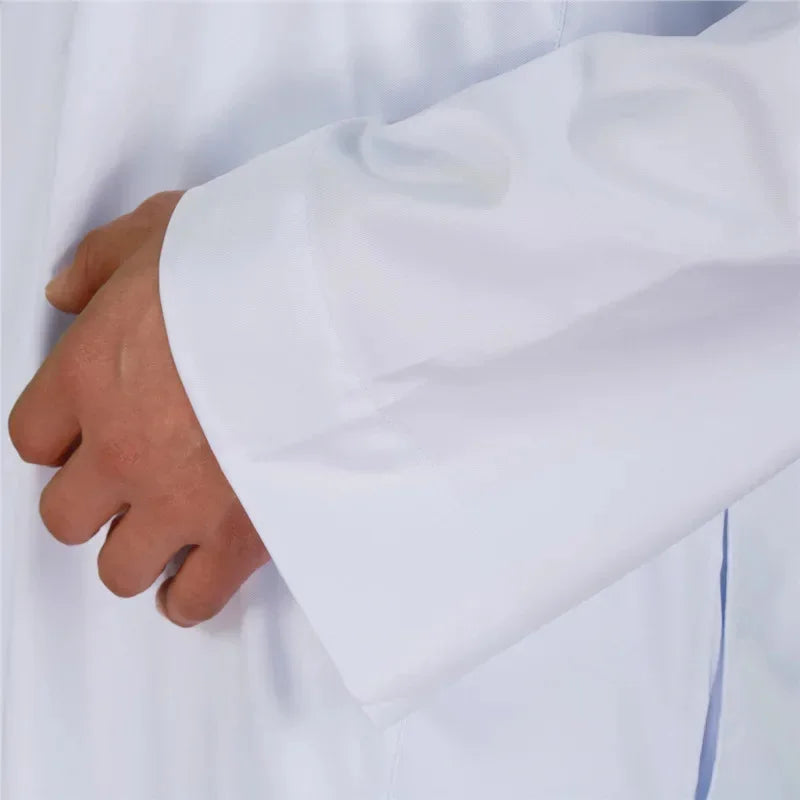 New Middle East Men Thobe Pure Color Qatar Stand Collar Robe Muslim Gown Muslim Fashion Ropa Turca Islamic Clothing
