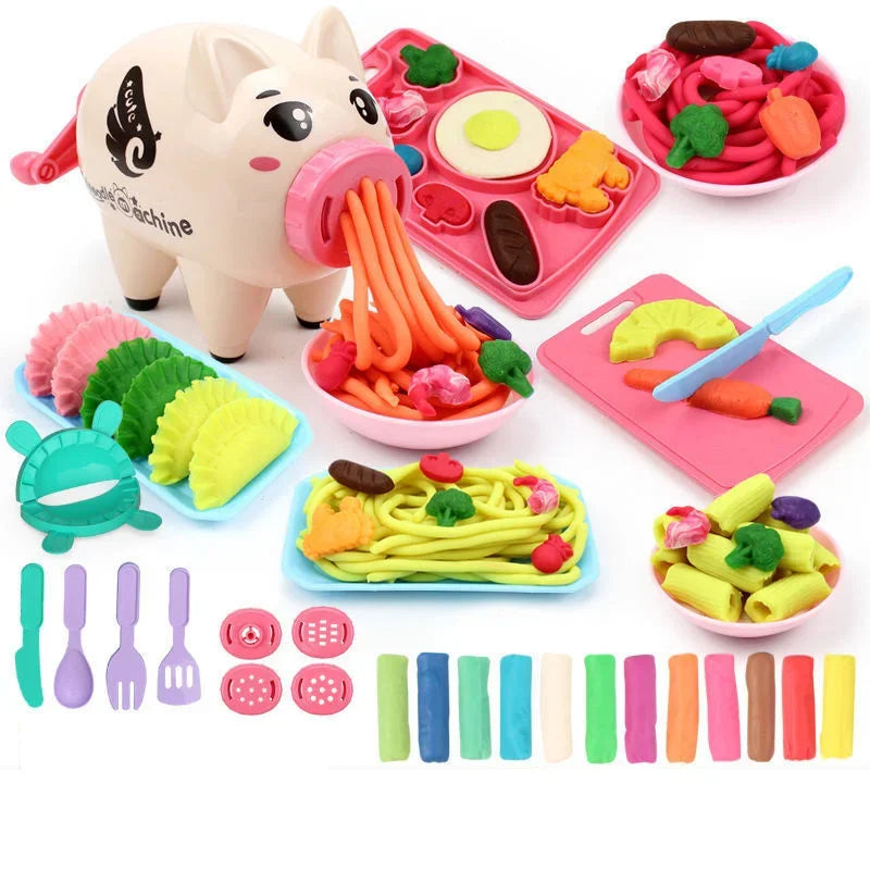 Kids Colored Clay Noodle Machine DIY Play Dough Tools Ice Cream Plasticine Mold Kits Puzzle Toys for Boys Girls Birthday Gift