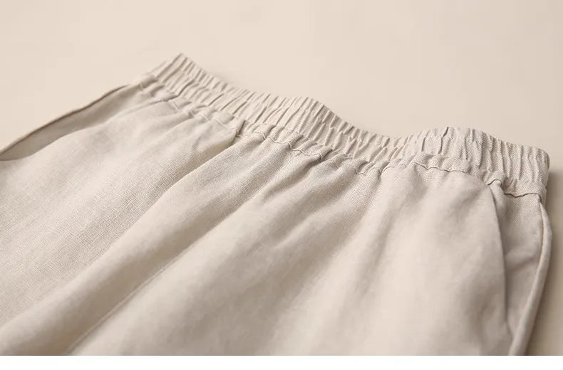 Fashionable Retro Linen Top And Pants Set for Women High End Cotton Linen Ensemble Summer 2026 Elegant Two Piece Suit