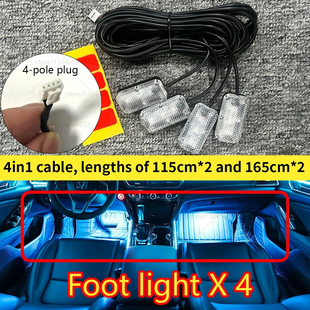 22in1 RGB Car Interior Acrylic Car Ambient Lights RGB Hidden Acrylic Strip Decoration Atmosphere Accessories For Peugeot 2008