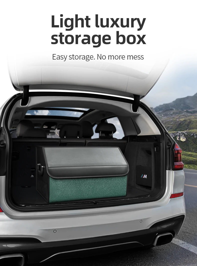 Car Suede Trunk Organizer Large Capacity Leather Foldable Storage Box Portable Multifunctional Tool Organizer Car Accessories