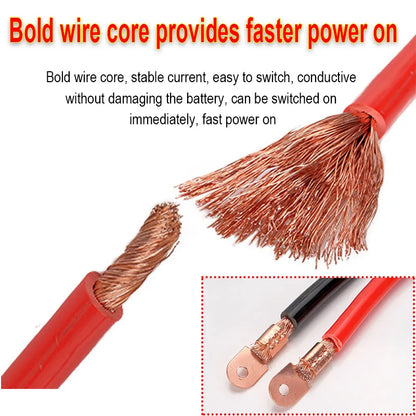 3/4m Extended Car Battery Jumper Cable Double Headed Starter Lead with Clamp Vehicle Boost Cable Line for Emergency Use