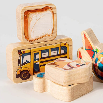 Wooden dinosaur balance touch large building blocks, children's shape recognition fine motor training educational toys