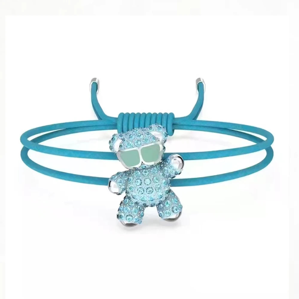 New Shoe Double layer Braided Rope with Diamonds Bear Bracelet, Sunflower Adjustable Bracelet, Romantic Jewelry Gift