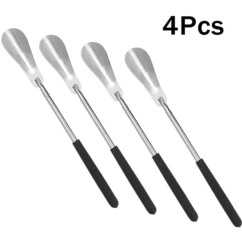 Extendable Shoe Horn Long Handle for Seniors 31cm-65cm Stainless Steel Telescopic Shoe Spoon for Pregnant Woman Elderly 1/2/4Pcs