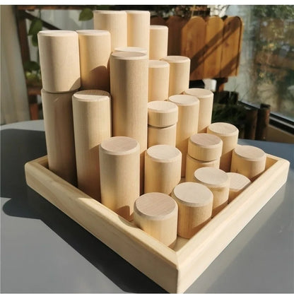 Kids Large Wood Building Rollers Pastel Blocks Stain Lime Stacking Cylinders Forest Trees Rings  Educational Creative Toys