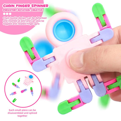 5-60 Pcs Fidget Sensory Spinner Toys， Transformable Chain Robot Fingertip Toy，Pinata Goodie Bag Stuffers Birthday Valentines D