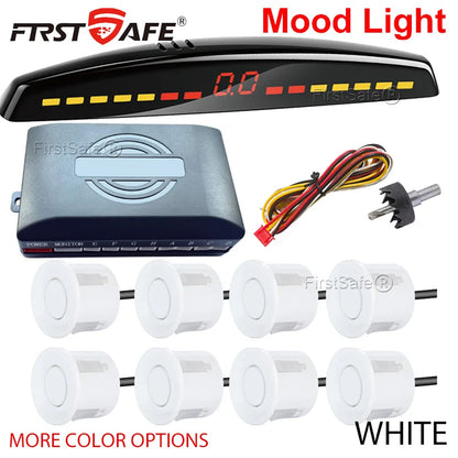 FirstSafe Factory Parking Sensor Kit Front Rear Mood Light Display 6/8 Radar Sensors Auto Backup Monitor Detector Accessories