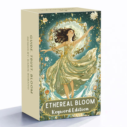 78 Tarot Cards, 13x8 Cm, Ethereal Bloom Tarot Keyword Edition, Connect with Inner Light, Ideal for Beginners, Card Game Set