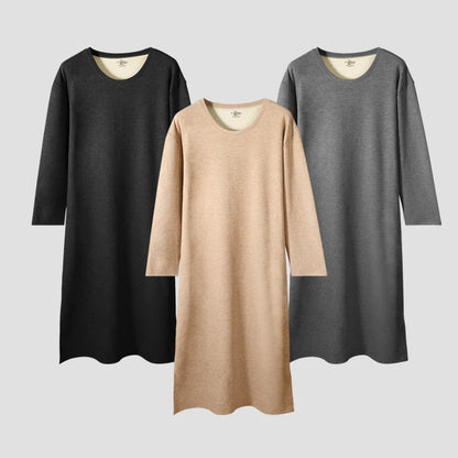 Men's autumn and winter long-sleeved one-piece nightgown, knee-length bathrobe, long one-piece home wear, wool and silk pajamas