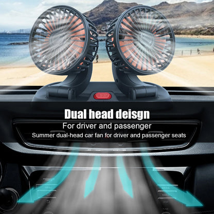 Car Fan 360° Adjustable 1/2/3/4 Head Air Fan Automotive Electric Fan USB/12V/24V Fan 2 Speeds Car Silent Fan for Home Desk Car