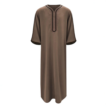 2026 New Model Men's Long Robe With Embroidery And Side Pockets Muslim Long Dress Robe Abaya Ramadan Dubai Luxury Islam Elegant