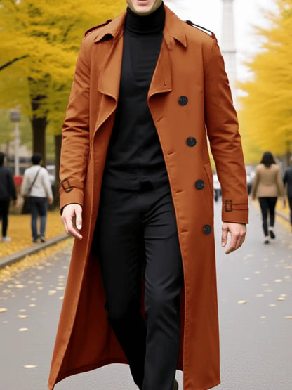 Men's Fashion Trench Coat For Autumn Winter Thickened Warm Outerwear Popular Style Commute Essential