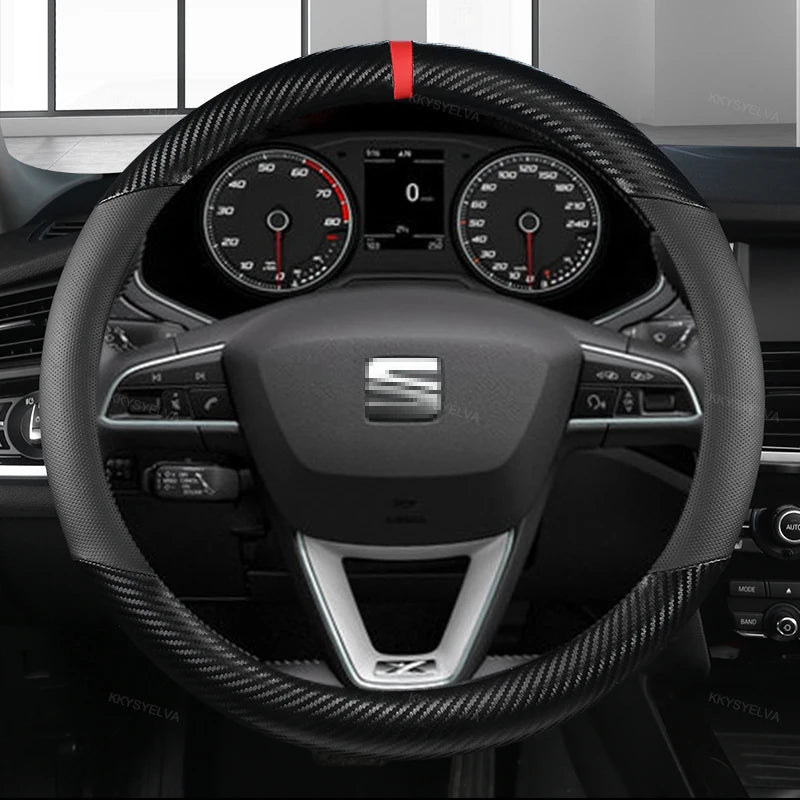 Carbon Fiber Car Steering Wheel Cover For Seat Leon 5F Mk3 2013-2021 Ibiza 6J Tarraco Arona Ateca Alhambra Auto Accessories