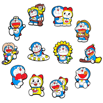 12-50Pcs Mixed Dorae Shoe Charms For Clogs Cartoon Series Shoe Decoration Premium Quality Popular Charms Accessories Great Gift