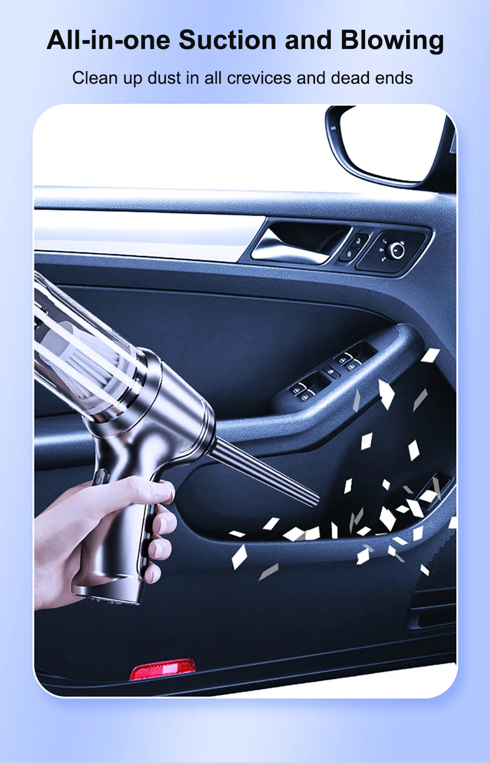 Car Vacuum Cleaner Wireless 95000PA Strong Suction Vacuum Cleaner Portable Handheld Vacuum Cleaner Blower 2in1 for Car Home