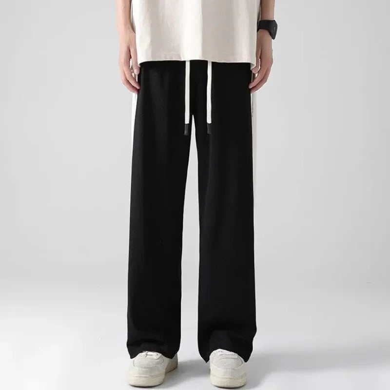 Man Sports Pants Thin Trousers Striped Straight Summer Xxxl Loose Sport Korean Popular Clothes Y2k Baggy Gym Sweatpants for Men