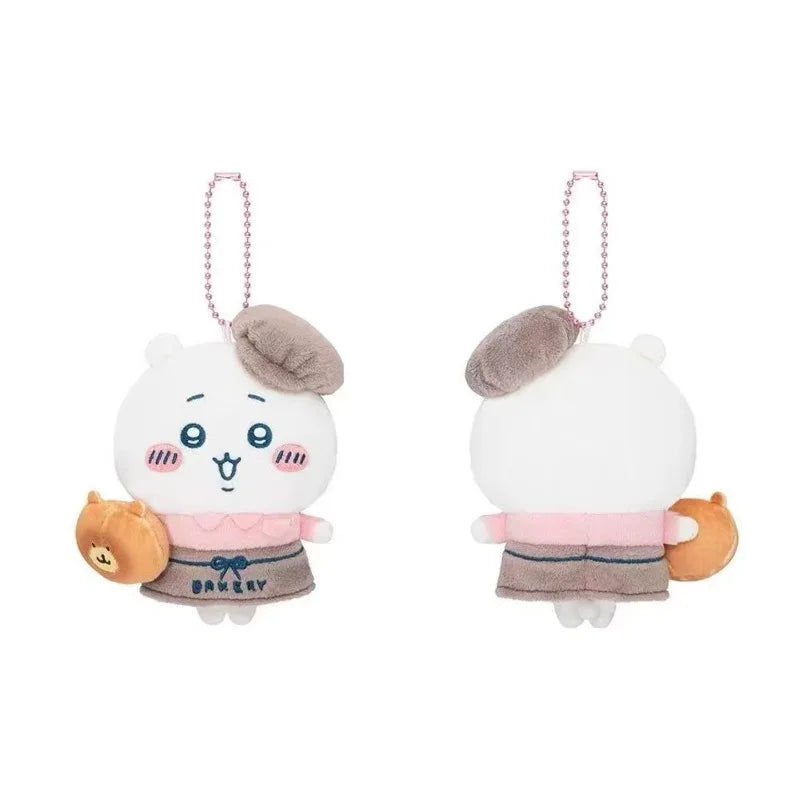 Jhiikawas Bakery Chef Series Plush Keychain Cute Usagi Hachiware Jiikawa with Bread Kawaii Anime Bag Charm for Fans