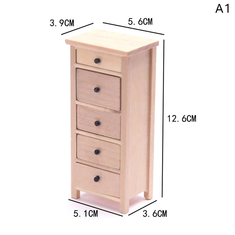 1Pcs Dollhouse Miniature furniture Bookcase Display Shelf Modern Style Wood Bookcase Doll House Toys