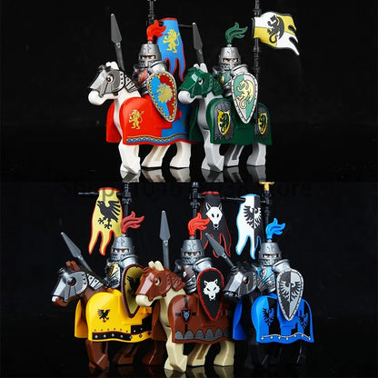Green Dragon Raven Knights Shield Action Figures MOC Medieval Ancient Knights Scene Building Block Creative Toys for Children