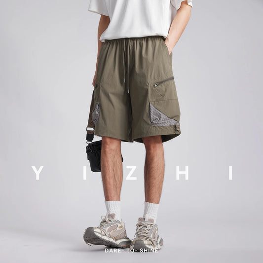 Fashion Men Quick Dry Breathable Outdoor Cargo Shorts 2026 Summer Loose Multi Pocket Retro Casual Commute Five Points Shorts