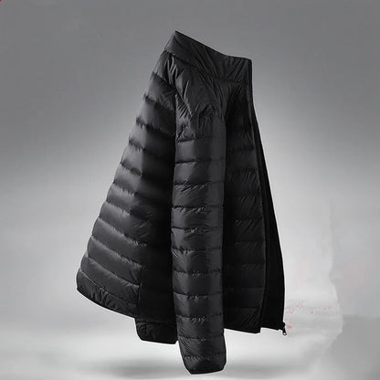 Lightweight Padded Jacket Men's Short Collar Hooded down Cotton Coat Youth Fashion Casual Cleanfit Zipper Closure  Color