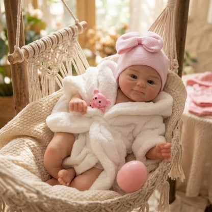 AnjoDoll 2 Sets Of Clothes 13Inch Open Mouth Silicone Reborn Doll Washable Handmade Doll Toy Ideal Gifts