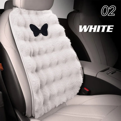 Winter Plush Car Seat Cover Bowknot Fashion Cute Women's Automotive Interior Protector Steering Wheel Warm Cushion Car Pillow