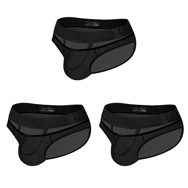 Men's Sexy See-Through Pouch Mini Tight Briefs Unique Crotch Cutout Ice Silk Cooling Underwear