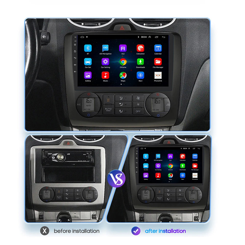 For ford focus 2 Mk2 2004-2008 2009 2010 2011 Android Auto GPS 2din autoradio GPS 2din DVR Android 16 Car Radio 4G+WIFI Carplay