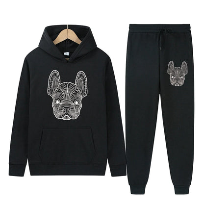 Men's and women's printed hooded sweatshirts and pants animal paw printed sportswear running autumn and winter casual fashion