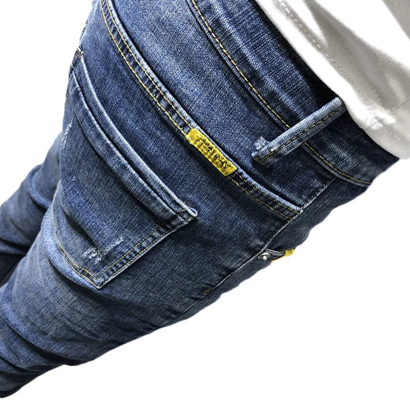 Wholesale 2022 Fashion Casual Students Social Spirit Guy Personality Skinny Jeans Men Trendy Men's Brand Slim Feet Pants Tights