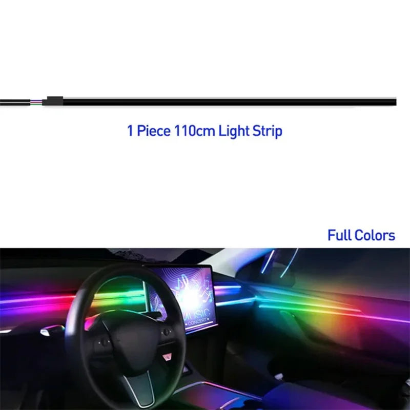 For Tesla Model 3 Model y Car Ambient Lights RGB 64Colors LED Interior Hidden Acrylic Strip Symphony Atmosphere Lamp Accessories