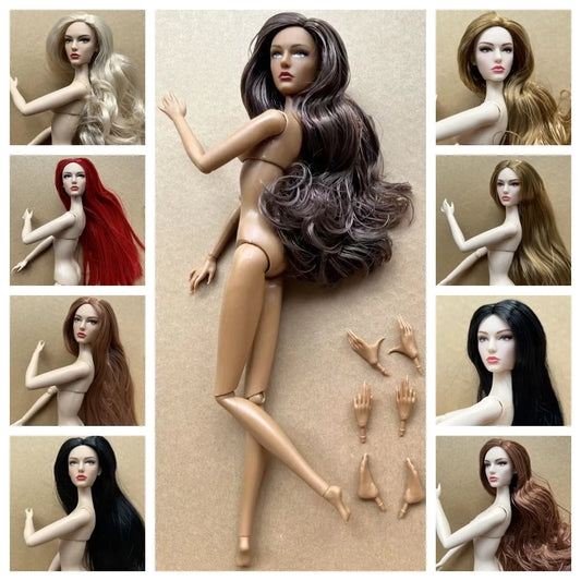 1/6 Female Super Model DC Doll Head Body Figure With Good Makeup Heads With 2 Pairs Hands 1 Feet and Clear Doll Stands
