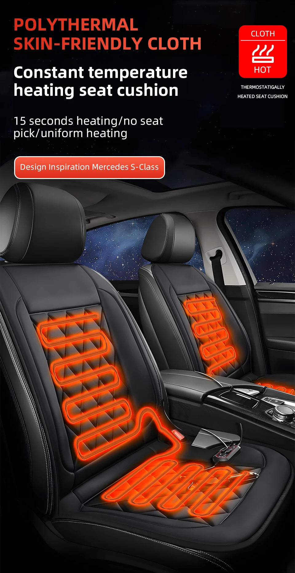 12V Car Heating Seat Cushion Seat Covers Winter Car Seat Heater  Car Accessories Heating Pads Universal Available In Black Red