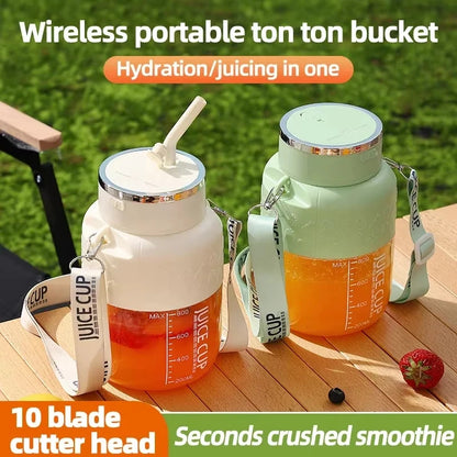 1 electric juicer, fruit and vegetable machine, 800ml rechargeable portable milkshake machine, household outdoor juicer