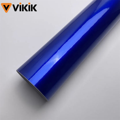 Ultra Glossy Blue Metallic Vinyl Wrap Film Roll with Air Release Self Adhesive Car Motorcycle DIY Decal Sticker