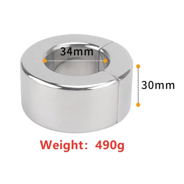 Stainless Steel Ball Stretcher Scrotum Pendant Heavy Magnetic Penis Lock Cock Ring Bondage Metal Erection Male Delay Sex Toy Man