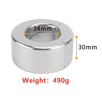 Stainless Steel Ball Stretcher Scrotum Pendant Heavy Magnetic Penis Lock Cock Ring Bondage Metal Erection Male Delay Sex Toy Man