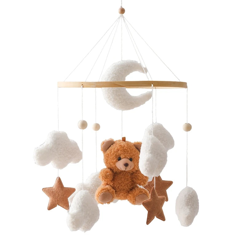Baby Crib Mobile Rattle Toy 0-12Months Infant Soft Felt mobile Teddy Bear Bed Bell Hanging Toy Holder Bracket Crib Toy Gift