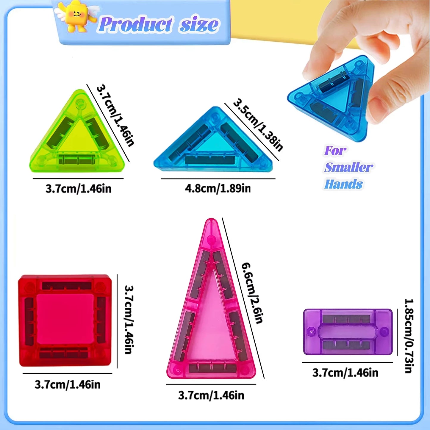 Mini Magnetic Tiles Portable Metal Box Kids STEM 3D Magnet Building Blocks Travel Educational Birthday Christmas Holiday Gift