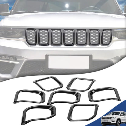 7PCS Car Front Grille Grill Inserted Mesh Cover for Jeep Compass 2021 2022 2023 2024 2025 Racing Grills Exterior Accessories