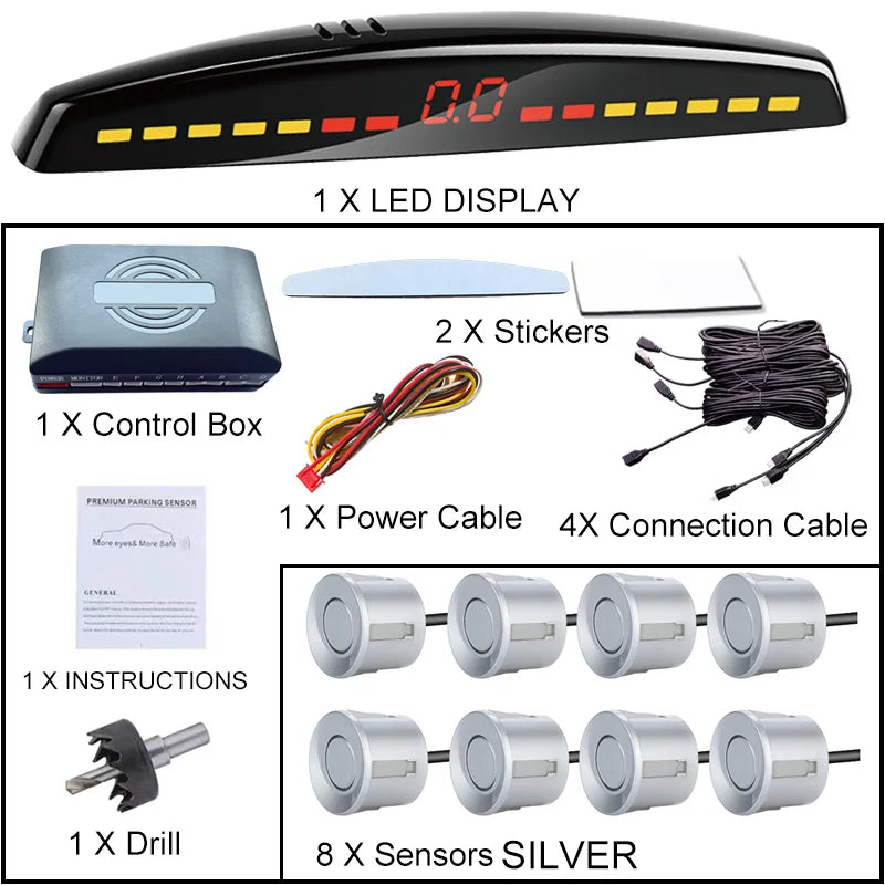 22mm Smart Parking Sensor 12V Universal Car Safety Assistant Visual Audible Alert Easy Install for Safe Driving