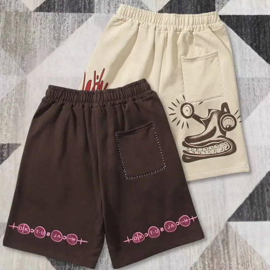 Cactus Jack X Utopia Shorts Summer Hiphop Street Terry Elastic Waist Sports Cropped Pants Men Women Casual Loose Shorts
