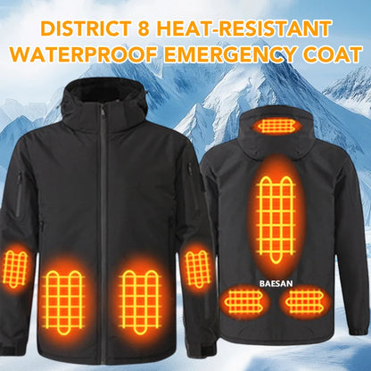 Intelligent Graphene Heating Jacket 8 Area USB Electric Heated Hooded Coat Washable for Men Winter Outdoor Sport Thermal Coat
